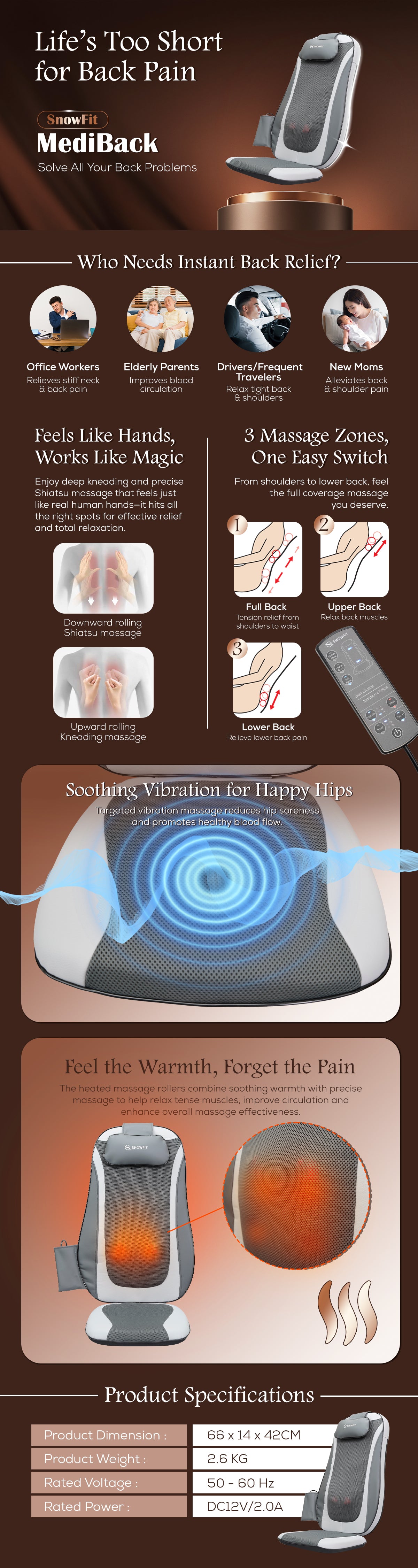 SnowFit MediBack Back Massager