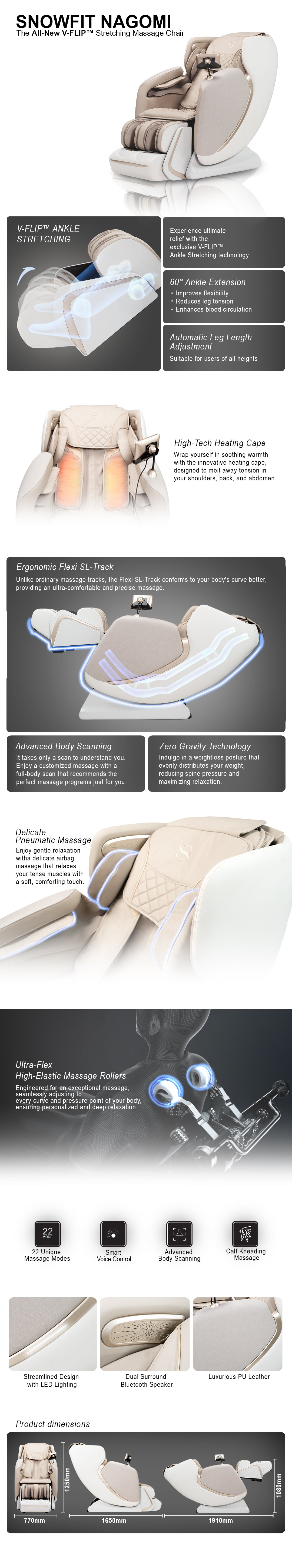 SnowFit Nagomi Massage Chair product info