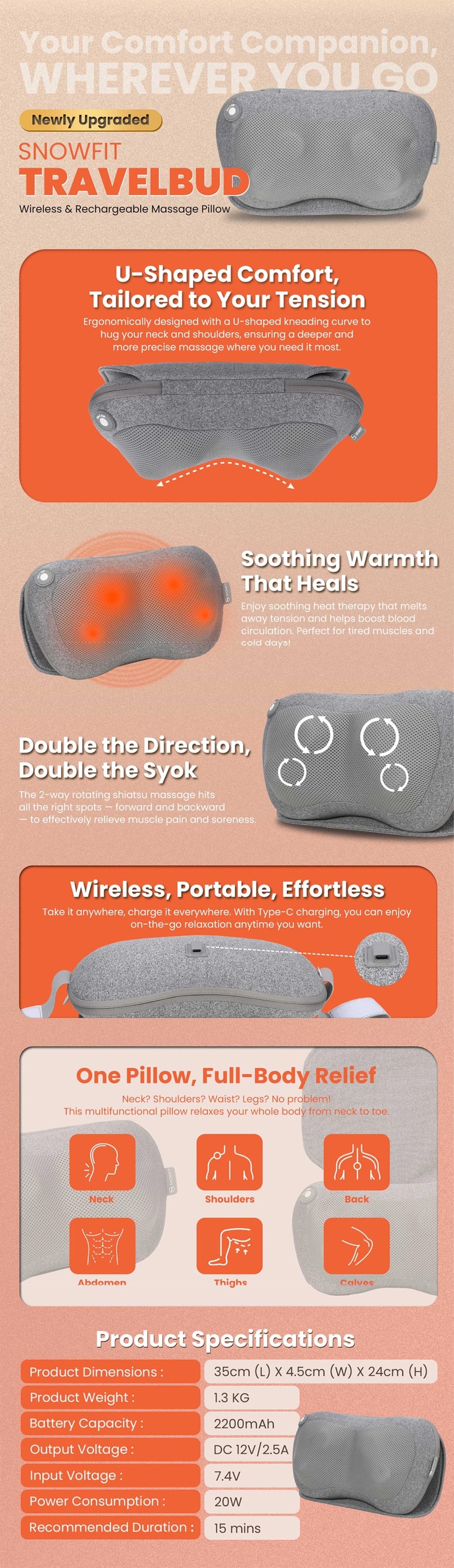 SnowFit TravelBud 2.0 Portable Back Massager
